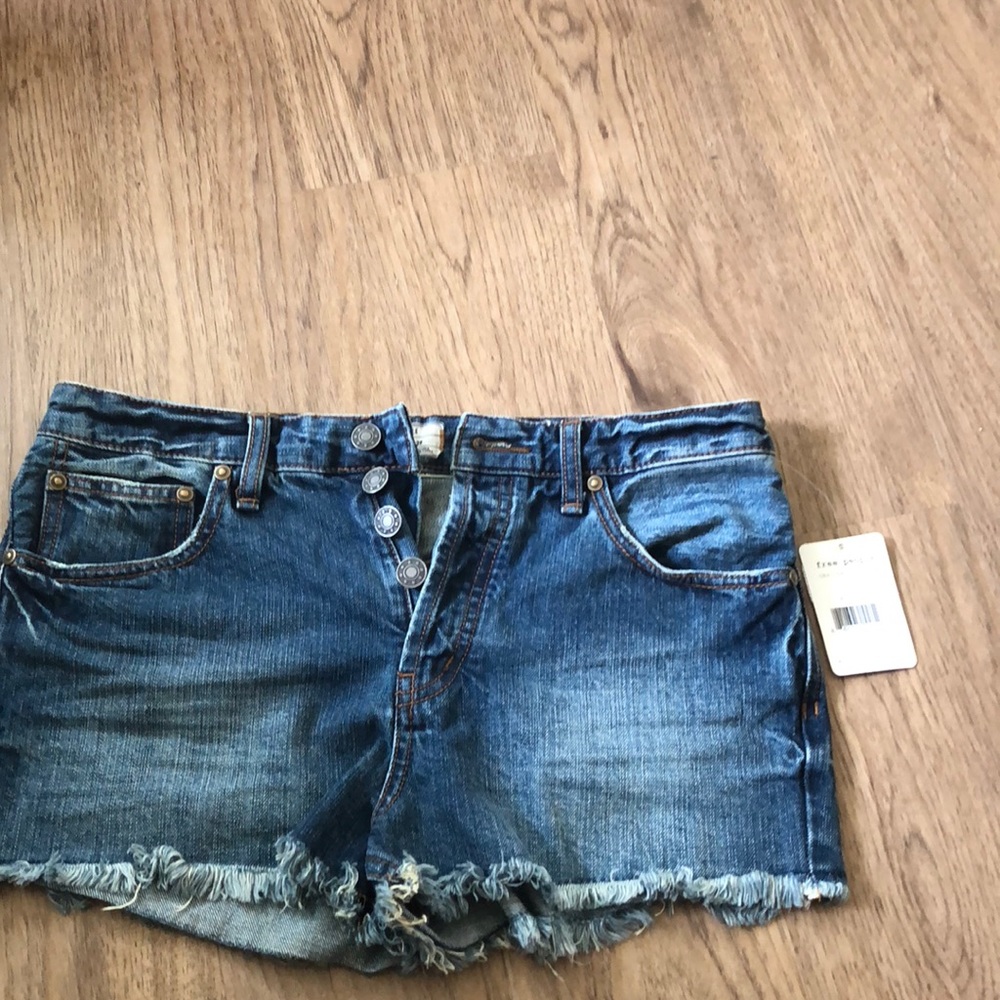 Free people button fly jean shorts